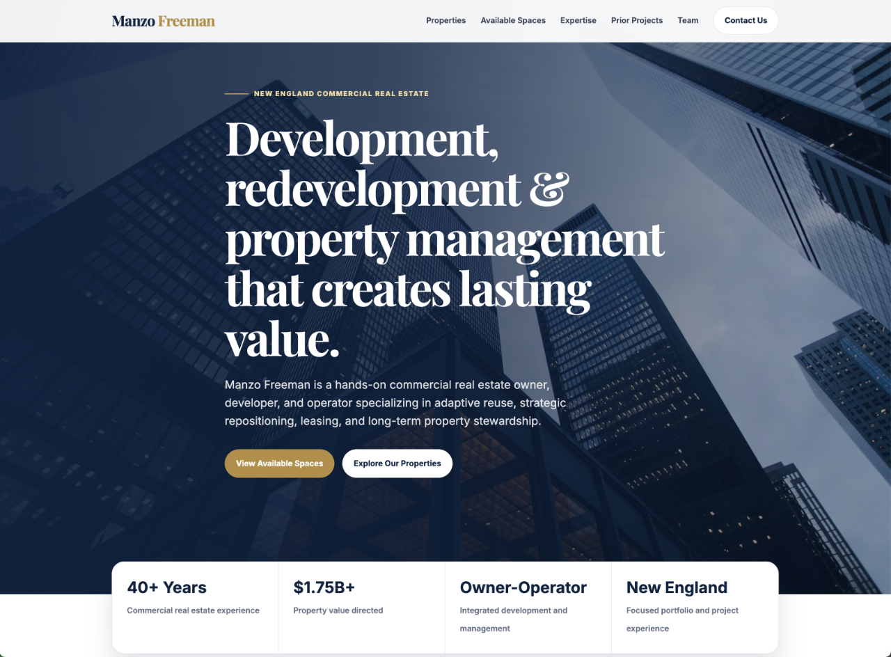 Preview of the Manzo Freeman website